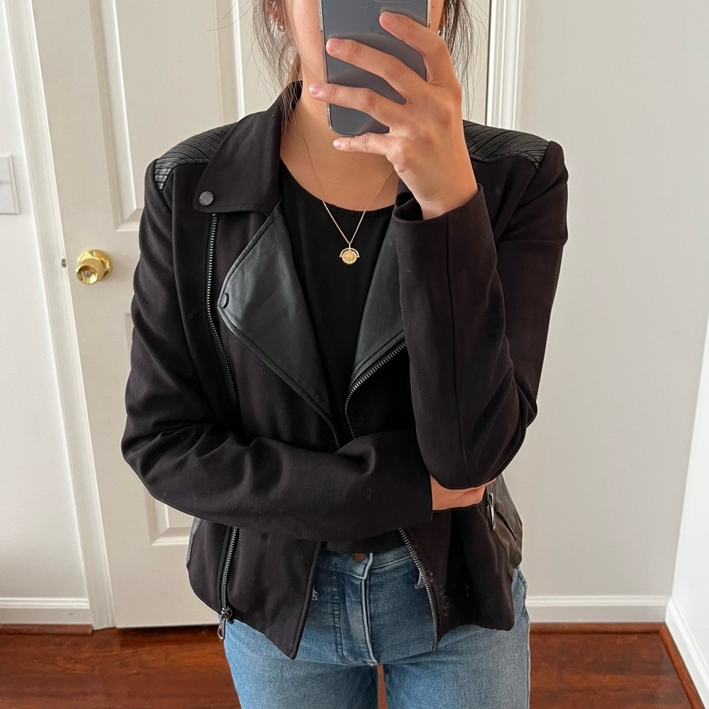 Guess black moto jacket with faux leather - Picture 10 of 13